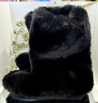 Lauren Conrad BLACK FAUX FUR ALL OVER BOOTIE SLIPPERS SIZE M(7-8) NWTs sealed - Image 1 of 4