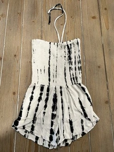 Flowers By Zoe Girls Smocked Halter Tie Black & White Tie Dye Romper Small - Picture 1 of 10