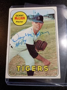 1969 Topps #150 Denny McLain Detroit Tigers Signed Baseball Card Inscribed "#17" - Picture 1 of 3