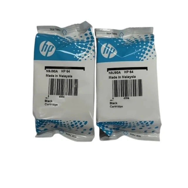 Genuino Nuevo HP 64 Tinta Negra 2PK N9J90AN 3YP22AN OEM Bolsas Selladas Exp Abr 2026 Foto 1 de 2