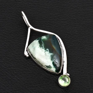 Piedra de sangre peridoto piedras preciosas hecho a mano colgante joyería para mujer 2,44" AP-25744 - Imagen 1 de 1