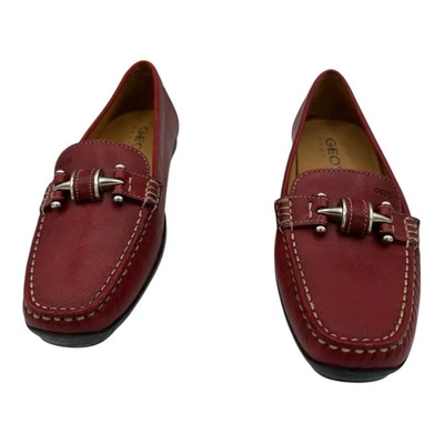 GEOX Respira Mujer Cuero Rojo Mocasines Sin Cordones Mocasines Zapatos Talla 6 Foto 1 de 4