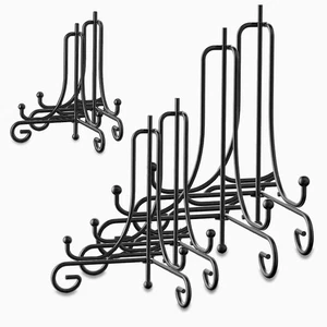 Bamlue 6 Pack 3 Sizes Iron Display Stand, Black Wire Iron Easel Plate Holder Dis - Picture 1 of 7