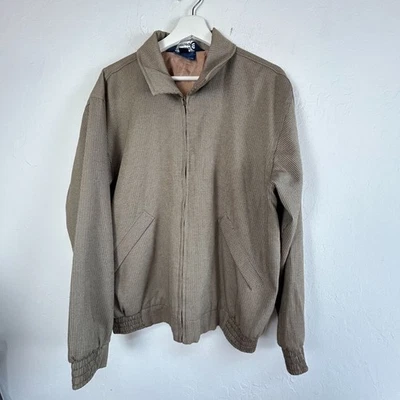 Vintage Sunderland Of Scotland Mens Herringbone Zip Up Bomber Jacket Large Brown - Image 1 of 4