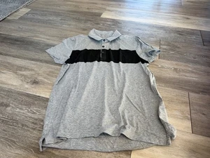 POLO ALL SAINTS RIORDAN GRIGIA CON RIGHE NERE TAGLIA M - Foto 1 di 5