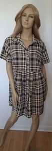 Beautiful Checked Dress By Missguided Size 12 NWOT Button Down Loose Fit Short - Picture 1 of 3