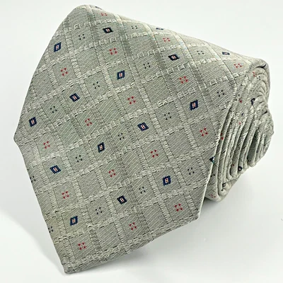 Corbata Firenze Silk XL Para Hombre Gris Geométrica Patrón Diamante Hecha en Italia Foto 1 de 4