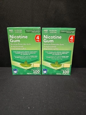 2pc Lot Nicotine Gum 4mg 100pcs Each Coated Cool Mint Flavor Exp 12/26 Foto 1 de 4
