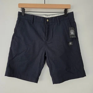NUOVO Volcom Vmonty pantaloncino uomo taglia 30 blu navy piatto davanti chino shorts - Foto 1 di 4