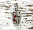 VINTAGE CROSS RED FLAG MEDAL SMALL STERLING SILVER 925 LUNT PENDANT PRETTY