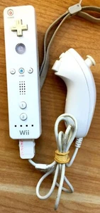 MANETTE + NUNCHUK OFFICIELS BLANCS NINTENDO WIIMOTE WII FONCTIONNELS - N°1 - Picture 1 of 7