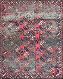 Antique Erssary Turkman Carpet, AS IS 6'9" 8'8" c-1890's #17469 - Picture 1 of 9