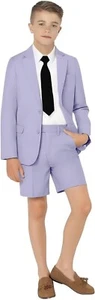 Boy‘s Suits Set Summer Formal Wedding Prom Tuxedo Blazer Short Pant Two Pieces - Picture 1 of 27