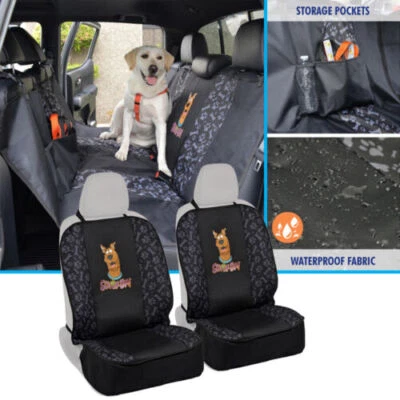 BDK Scooby Doo Front & Rear Pet Seat Cover - Universal Fit Waterproof Hammock Style