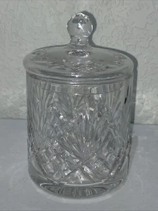 Vintage Lead Crystal Canister Jar Dish With Lid Etched Clear Heavy 6.5” - Picture 1 of 7