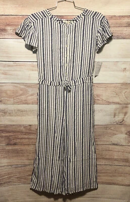 Mono Niñas Talla Mediana Gris Blanco Rayas Jessica Simpson 2 Bolsillos Nuevo con Etiquetas LBB76 Foto 1 de 4