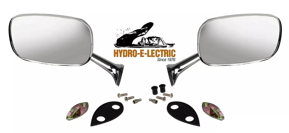 1968-1979 Chevrolet Corvette Chrome Exterior Side Rear View Mirror- Large- Pair - Image 1 of 1