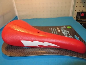 SE Racing BMX Blitz Bicycle Seat with Bottle Opener Brace Red/White Bolt - New - Picture 1 of 11