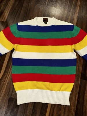 Vtg 90s Boston Traders Multicolor Hudson Bay Style Multicolor Stripe Sweater MED - Image 1 of 4