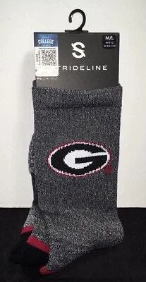 Strideline GEORGIA BULLDOGS LOGO Knit CREW SOCKS 1-Pair Gray Red Black Size M/L - Image 1 of 3