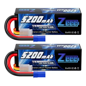 2x Zeee 14.8V 5200mAh 4S Lipo Akku Batterie 120C EC5 für RC Auto Tank Flugzeug - Bild 1 von 8