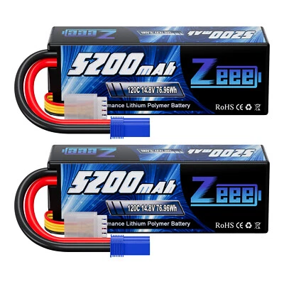 2x Zeee 14.8V 5200mAh 4S Lipo Akku Batterie 120C EC5 für RC Auto Tank Flugzeug - Bild 1 von 4