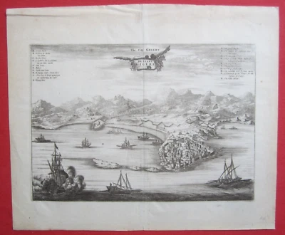 Orig. Kupferstich Stadt Gigeri Hafen Port Küste Nordafrika Dapper Olfert um 1676 - Bild 1 von 4