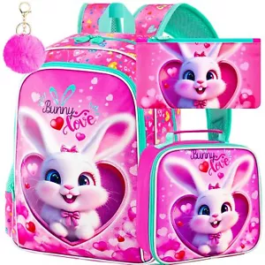 3PCS Girls Backpack 16" Kids Bookbag Lunch Box School Preschool Kindergarten - Picture 1 of 8