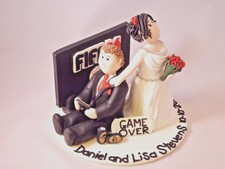 Personalised Wedding Cake Topper Bride and Groom, Unique handmade clay keepsake 