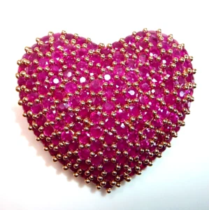 Anhänger 585 Roségold 7.00ct. Rubine Großes Rubin-Herz Länge: 30,0 mm - Picture 1 of 7