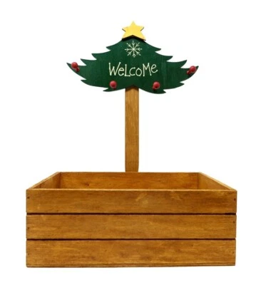 Wooden Tabletop Christmas Tree with 4 Ornament Holders And Box - Image 1 of 4
