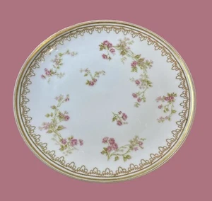 Antique Haviland Limoges 8 3/4" Plate Pink Flowers & Gold Rim France See Photos - Picture 1 of 9