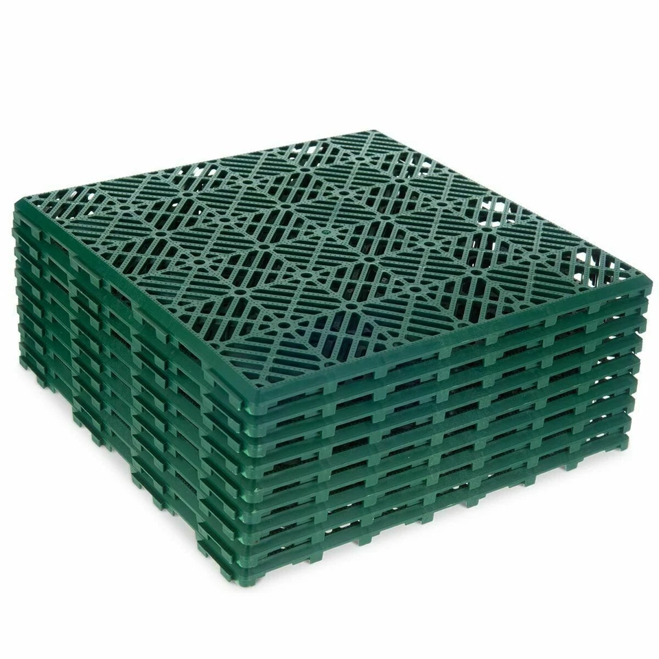 10pc Interlocking Plastic Garden Tiles Nonslip Path Floor Lawn Paving Patio - Image 1 of 1