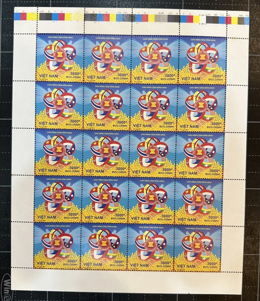 Sello de emisión conjunta Vietnam 2015 48 aniversario de la ASEAN hoja completa como nuevo Asia Foto 1 de 1