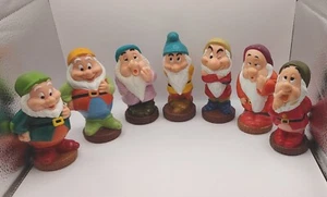 Vintage Disney Seven Dwarfs Figures Rubber Squeaky Toy 7 Toys 5.5” Sneezy Grumpy - Picture 1 of 21