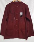 Ladies 2 Tone Polyester Jumper With Stitch Sequins Button Up Jacket Size Xl/Xxl