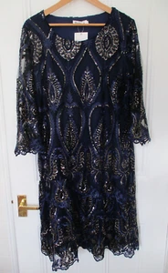 New FLYCURVY Dress, Size XL, Size 16, Navy Lace, Sequins, Cruise, Evening Dress - Picture 1 of 10