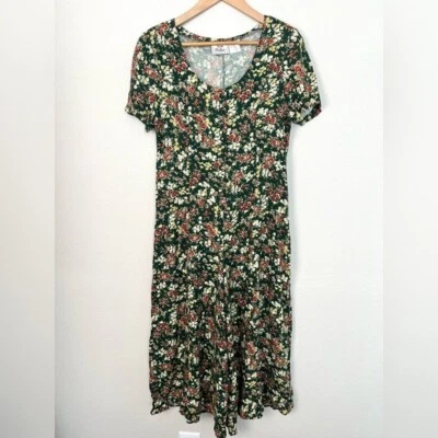 Vintage 90s Wide Leg Jumpsuit Womens Medium Retro Floral Cottagecore Feminine - Image 1 of 4