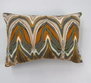 Crate & Barrel Amaris Pillow 18x12 Multicolor Cotton & Rayon Feather & Down inse - Picture 1 of 9