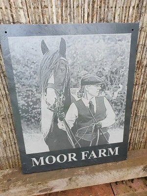 Slate House Sign 40cm x 40cm Large Plaque Personalised Laser Engraved & Fixings - Image 1 of 4