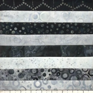 Paquete de 8 cuartos de grasa puntos grises y redondos #2 tela Batik Lunn FQ 100 % algodón - Imagen 1 de 6