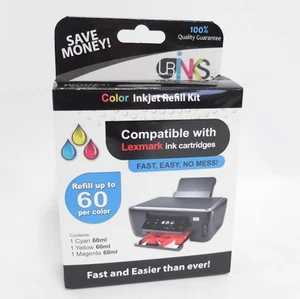 Urinks Color Inkjet Refill Kit, Compatible with Lexmark ink Cartridges - Picture 1 of 4