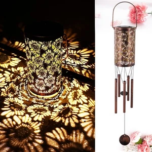 30" Solar Wind Chimes Hanging Lights Outdoor Led Lantern Metal Wind Chimes fo... - Picture 1 of 2