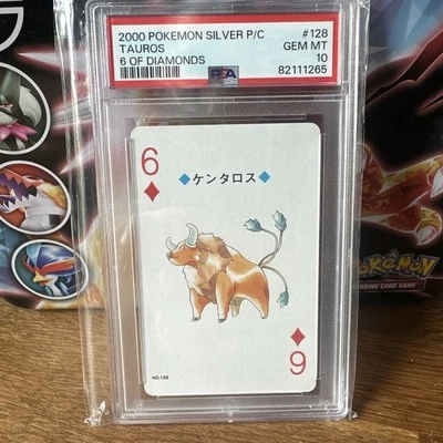 6 of Diamonds Tauros 128 Pokémon Poker Playing Card 1999 Japan Lugia Silver - Image 1 of 2