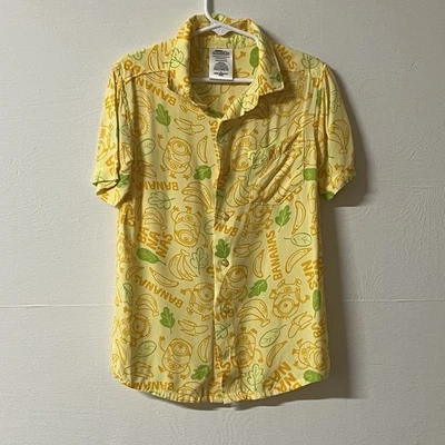 Despicable Me Boys Minions Bananas Button Down Yellow Shirt Illumination Small - Image 1 of 4