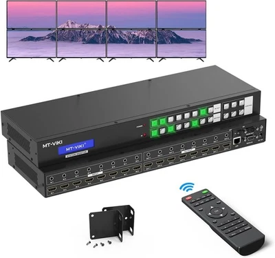 MT-VIKI 4K HDMI 8X8 Matrix Switch 4K@30Hz Support Web GUI & Remote 3.5mm Stereo - Image 1 of 4