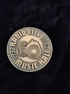 50th Anniversary Radio City Music Hall Pinback Button Rare Flair Vintage Coin... - Picture 1 of 3