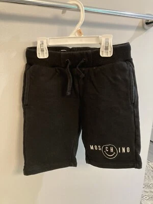 Pantalones Cortos Moschino Niños Talla 8 Negro Bordado Logo Algodón Cordón Cintura Foto 1 de 4