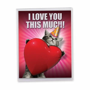 1 Jumbo Funny Birthday Greeting Card - Love You This Much Cat Bday J1644BDB - Picture 1 of 6