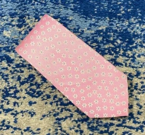 Corbata de seda geométrica floral rosa azul plateado Bachrach - Imagen 1 de 5